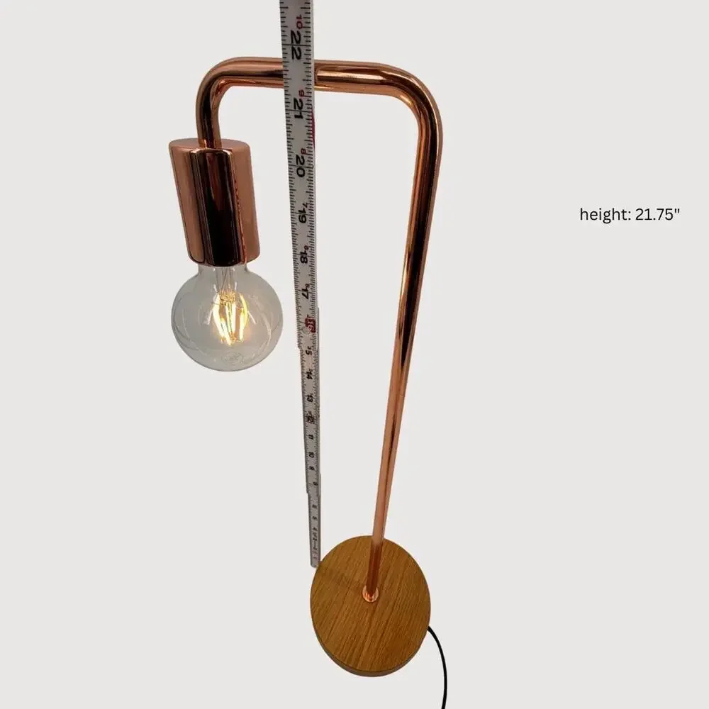 West Elm Mid-Century Modern Table Lamp Rose Gold Wood Base